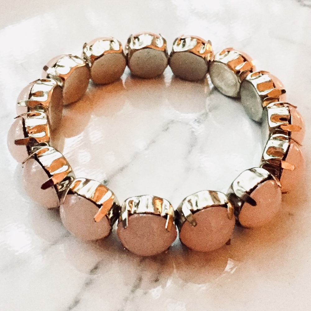 Vintage Prong Set Glass Bead Stretch Bracelet - Picture 4 of 5